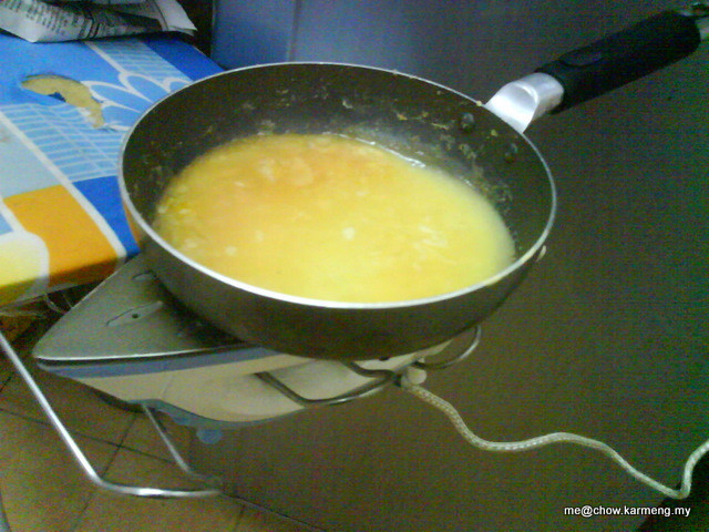 Omlete is created once the egg batter cooks completely.