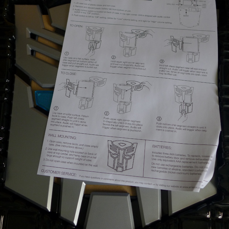 Instruction sheet of Autobot Insignia book case.